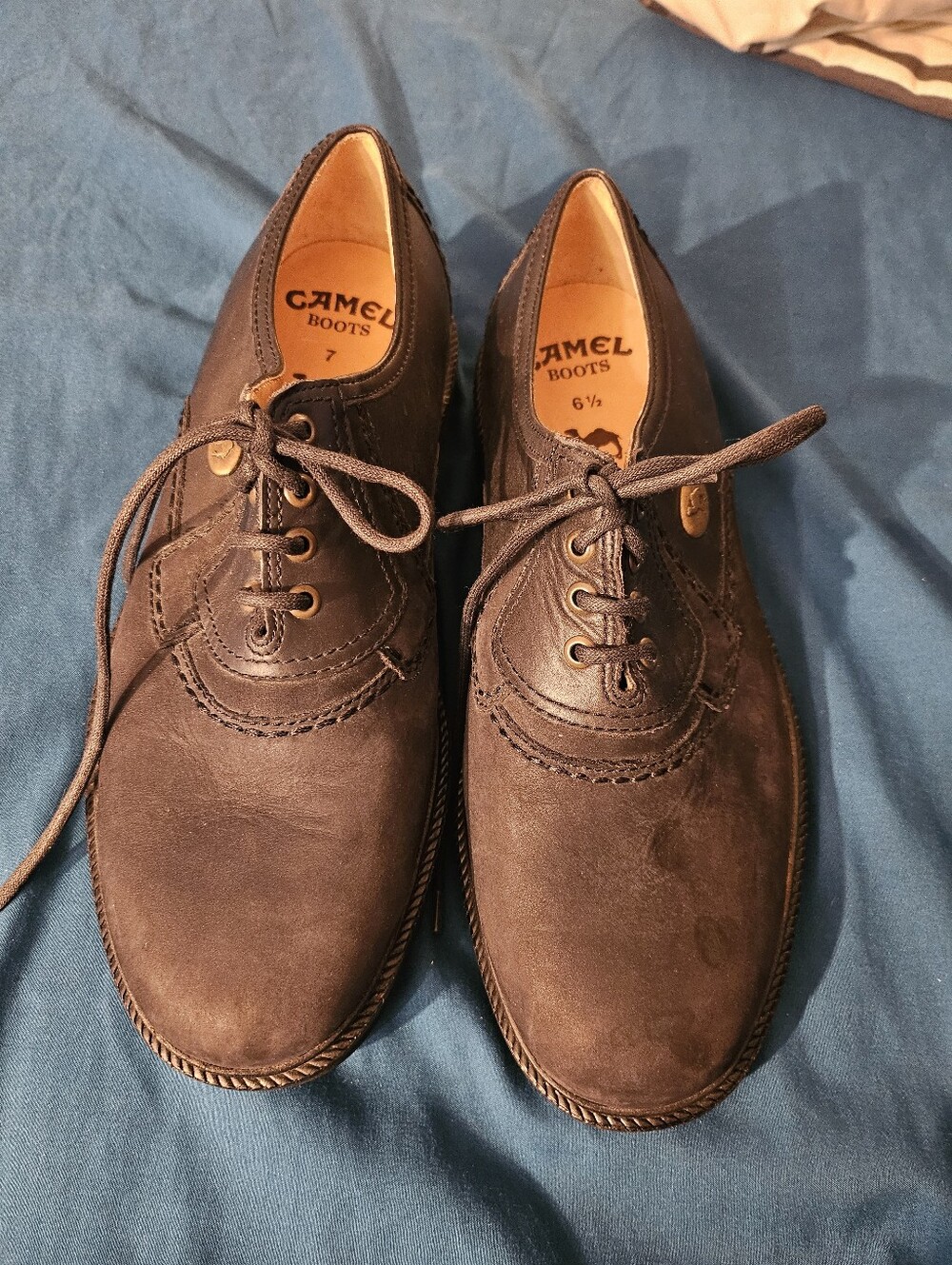 Camel  Boots Men's Oxford Shoes, Plain Toe, Men's 6.5-7 Black